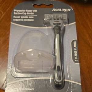 Black Disposable Razor with Suction Cup Holder